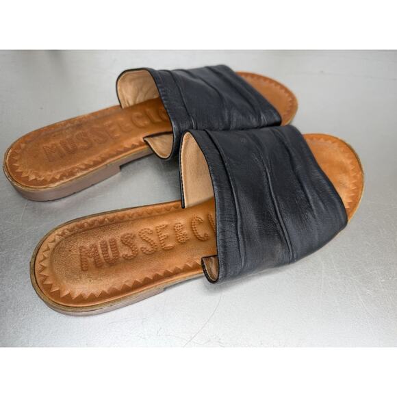 Musse And Cloud Leila Leather Slip On Sandals Shoes Black Spain Boho Size 9 - Picture 3 of 4